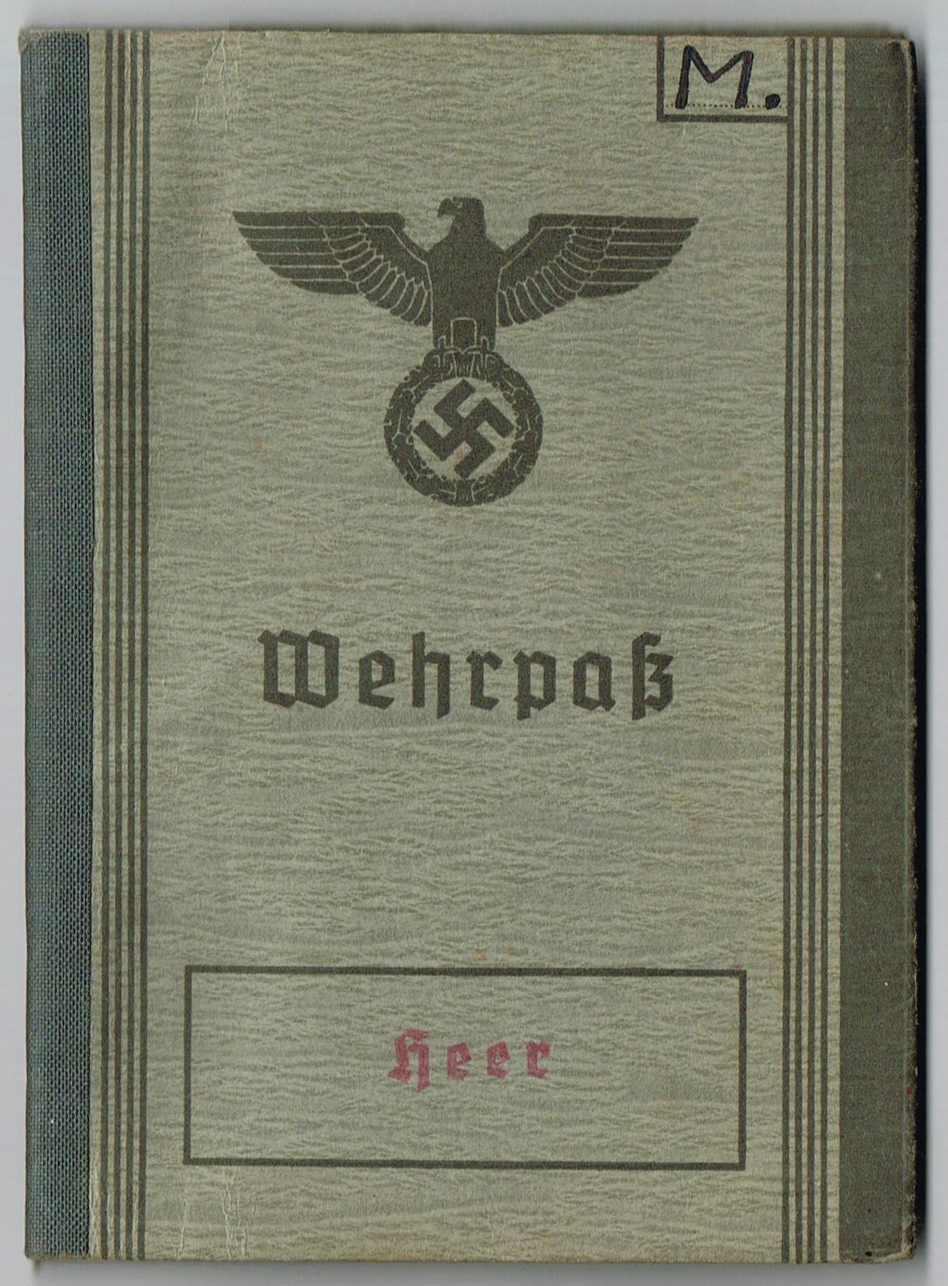 Photo Wehrpass 2nd model + UK-Stellung + Wehrpass Notiz Muster D - 193/32/2 - Richard Moses